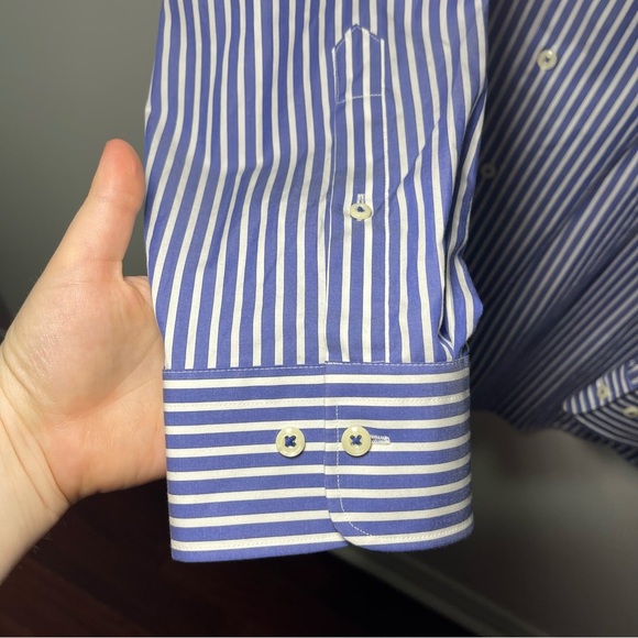 Peter Millar Men’s Blue White Striped Cotton Shirt in size 3XL Seaside Finish - Picture 4 of 10